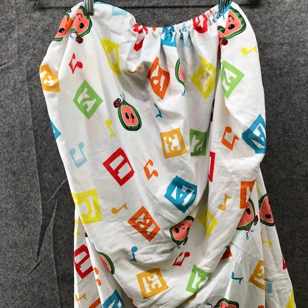 Cocomelon Fitted Crib Sheet Toddler Baby White Multicolor Microfiber‎